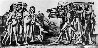 "Massacre in Korea" by Pablo Picasso (1951).    Inspired by the No Gun Ri Massacre of July 26-29, 1950.  